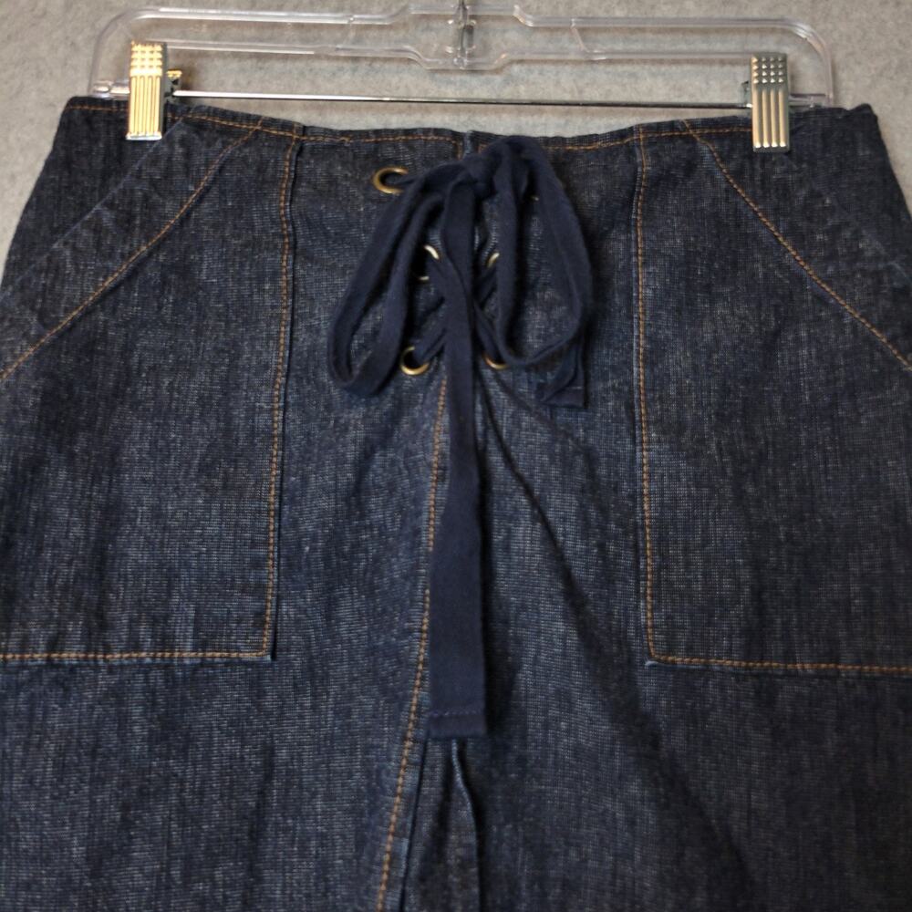 Vtg Y2k Gap Jeans 100% Cotton Blue Denim Lace Up Knee Length Skirt Women's 8 - Picture 3 of 11